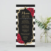 Black Red Gold White Menu Card Programm (Stehend Vorderseite)