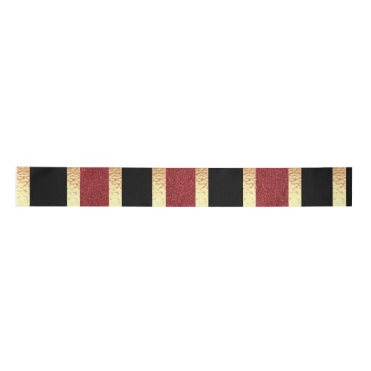 Black Red Golden Strips Modern Satinband (Vorderseite)