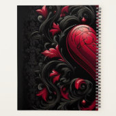 Black & Red Gothic Damask Planer (Rückseite)