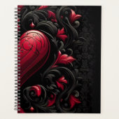 Black & Red Gothic Damask Planer (Vorderseite)