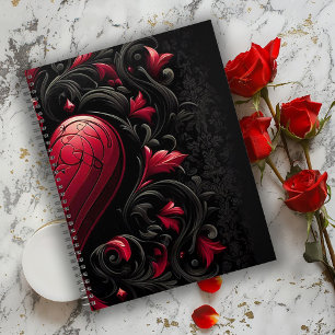 Black & Red Gothic Damask Planer
