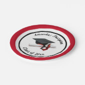 Black Red Graduation Cap and Tassel | Benutzerdefi Pappteller (Schrägansicht)