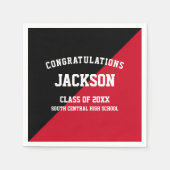 Black Red Graduation Party Napkins Serviette (Vorderseite)