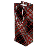 BLACK RED GRAY HALLOWEEN PLAID PATTERN GESCHENKTÜTE FÜR WEINFLASCHEN (Rückseite Schrägansicht)