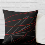 Black Red Gray Moderne Elegante Abstrakt Kissen<br><div class="desc">Modernes Kissen mit abstrakter Linienkomposition in Schwarz und Rot mit grauem Akzent. Ein elegantes abstraktes Design mit einem Bio linearen Muster weist rote und graue Akzente auf schwarzem Hintergrund auf. Das künstlerische Design auf der Vorderseite ist eine vielschichtige Komposition, die Tiefe und Perspektive mit den schwarzen, roten und grauen Lichtern...</div>