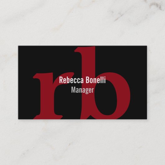 Black Red Gray Monogram Manager Business Card Visitenkarte (Vorderseite)