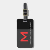 Black Red Gray Script Anpassen des Namens Luggage Gepäckanhänger (Vorderseite vertikal)