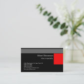 Black Red Gray White Consultant Business Card Visitenkarte (Stehend Vorderseite)