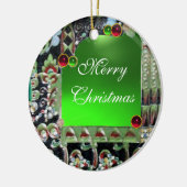 BLACK RED GREEN ART NOUVEAU GEMSTONE MONOGRAMM KERAMIK ORNAMENT (Links)