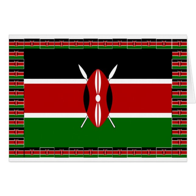 Black Red Green: Schönes Kenya Flag Art Design (Vorderseite (Horizontal))