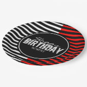 Black & Red Happy Birthday Paper Teller (Schrägansicht)