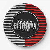 Black & Red Happy Birthday Paper Teller (Vorderseite)