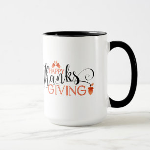 Black & Red Happy Thanksgiving Typografie Design Tasse