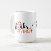 Black & Red Happy Thanksgiving Typografie Design Tasse (Vorderseite Links)