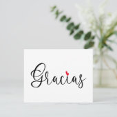 Black Red Heart Handgeschriebene Calligraphy Graci Dankeskarte (Stehend Vorderseite)