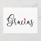 Black Red Heart Handgeschriebene Calligraphy Graci Postkarte (Vorderseite)