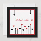 Black & Red Heart Jubiläum Party Einladung (Rückseite)