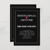 Black Red Heart Wedding Probe Dinner Einladung (Vorne/Hinten)