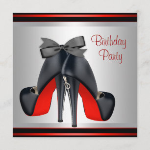 Black Red High Heel Schuhe Geburtstagsparty Einladung