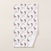 Black & Red Japanese Koi Fish Artistic Pattern Badhandtuch Set (Handtuch)