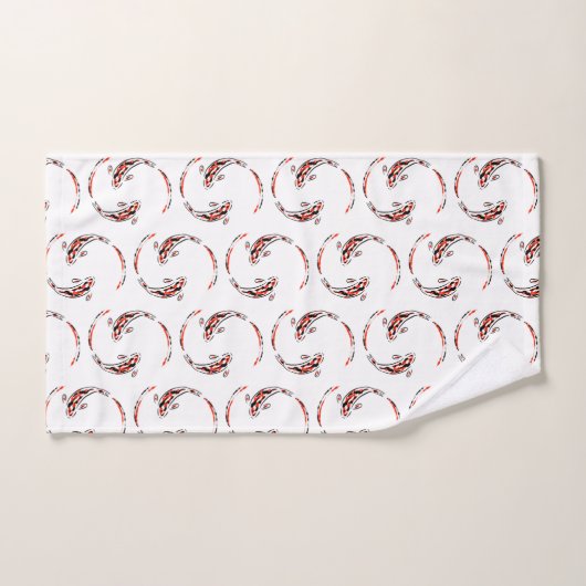 Black & Red Japanese Koi Fish Artistic Pattern Badhandtuch Set (Handtuch)