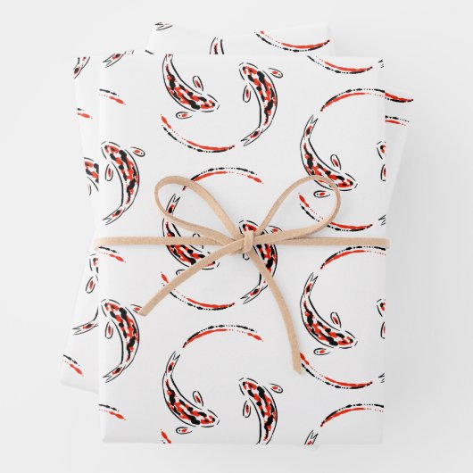 Black & Red Japanese Koi Fish Artistic Pattern Geschenkpapier Set (Beispiel)