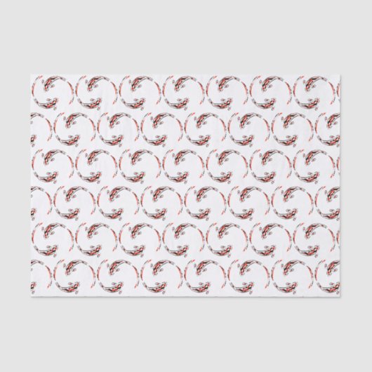 Black & Red Japanese Koi Fish Artistic Pattern Seidenpapier (Vorderseite)