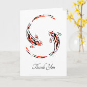 Black & Red Japanisch Koi Fish Artistic Vielen Dan Karte (Gelbe Blume)
