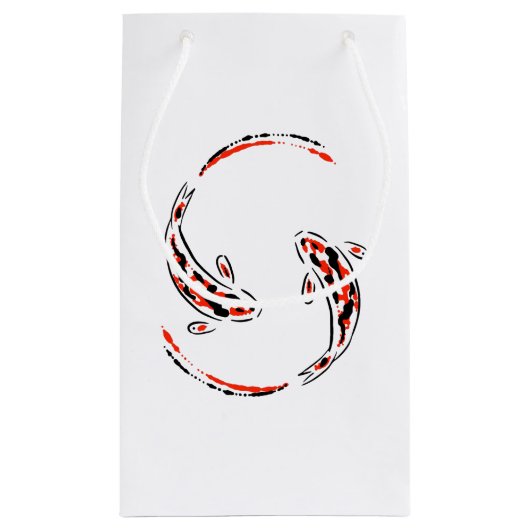 Black & Red Japanisch Koi Fish Artistic Vielen Dan Kleine Geschenktüte (Rückseite)
