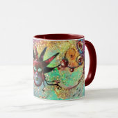 BLACK RED JESTER MASK Masquerade Blue Pink Floral Tasse (VorderseiteRechts)