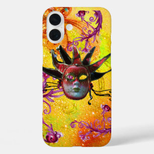 BLACK RED JESTER MASK Masquerade Gelb Lila iPhone 16 Plus Hülle