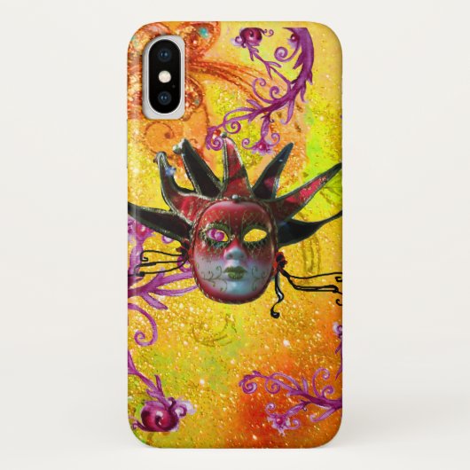 BLACK RED JESTER MASK Masquerade Gelb Lila Case-Mate iPhone Hülle (Rückseite)