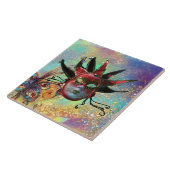 BLACK RED JESTER MASK Masquerade Green Blue Fliese (Seite)