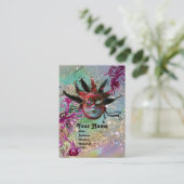 BLACK RED JESTER MASK Masquerade Party Blue Green Visitenkarte (Stehend Vorderseite)