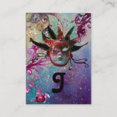 BLACK RED JESTER MASK Masquerade Party Blue Green Visitenkarte (Rückseite)