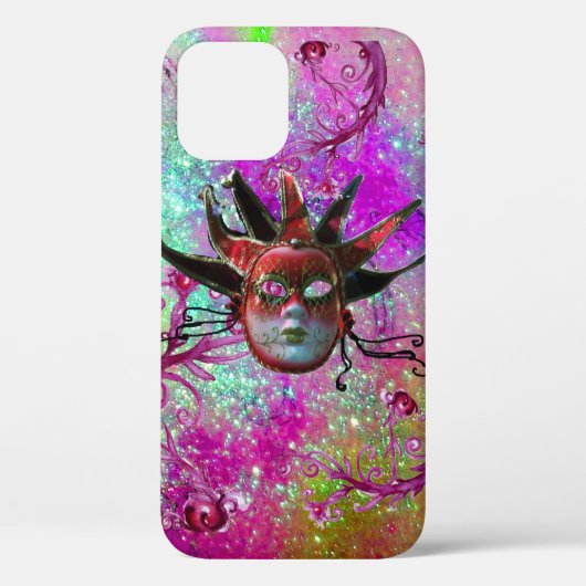 BLACK RED JESTER MASK Masquerade Party Lila blau Case-Mate iPhone Hülle (Rückseite)