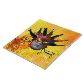 BLACK RED JESTER MASK Masquerade Yellow Brown Fliese (Seite)