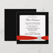 Black Red Jewel Classy Frauen 50. Geburtstag Einladung (Vorne/Hinten)