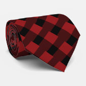 Black Red Karo Neck Tie - Elegant Krawatte (Gerollt)