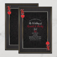 Black & Red King of Hearts Card Elegante Hochzeit