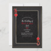 Black Red King & Queen of Hearts Elegante Hochzeit Einladung (Vorderseite)