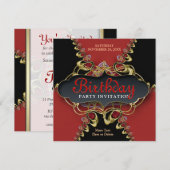 Black Red Lace Exotic Geburtstagsparty Einladung (Vorne/Hinten)