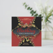 Black Red Lace Exotic Geburtstagsparty Einladung (Stehend Vorderseite)