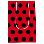 Black & Red Lady Bug Polka Dot Individuelle Name Mittlere Geschenktüte (Rückseite)