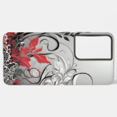 Black Red Leaf design Samsung Galaxy Hülle (Linke Seite)