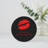 Black Red Lips Kiss Junggeselinnen-Abschied Einlad Einladung (Stehend Vorderseite)