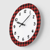 Black Red Lumberjack Buffalo Plaid Große Wanduhr (Winkel)
