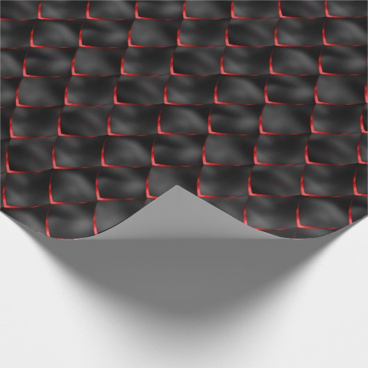 Black Red Mermaid Dragon Scales Pattern Urlaub Geschenkpapier (Ecke)