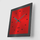Black & Red & Metallic Stainless Steel Square W Quadratische Wanduhr (Winkel)