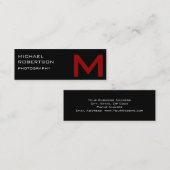 Black Red Monogram Fotografy Business Card Mini Visitenkarte (Vorne/Hinten)